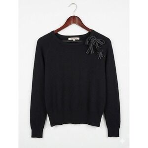 Review Australia Womens Sweater Size 14 Black Lace Up Shoulder Bow Pullover‎